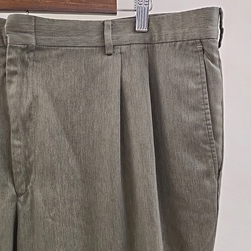 Farah Mens Tan 100% Polyester Pleated Front Dress Pants 44Wx30L